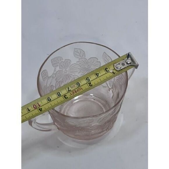 Vtg Pink Depression Glass MacBeth Evans Dogwood ApplePattern Creamer & Sugar - Picture 4 of 6